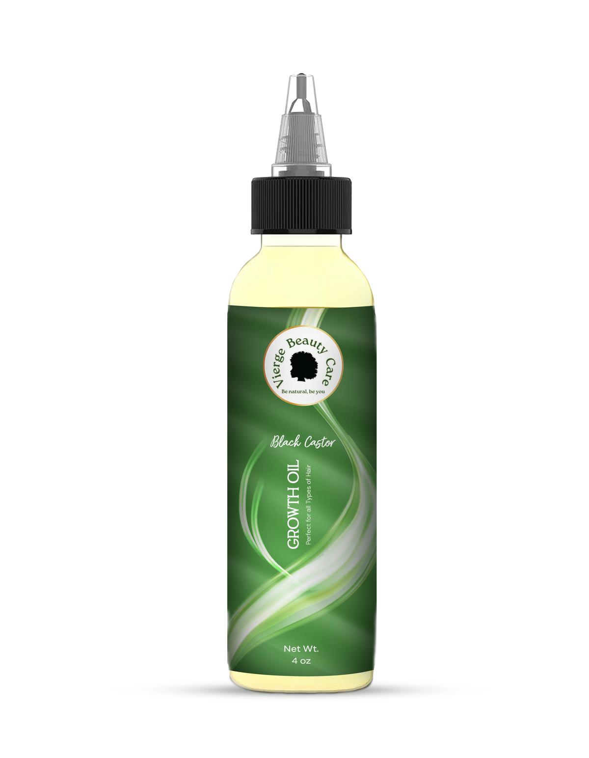 Vierge Beauty Black Castor Hair Growth Oil bottle on a white background